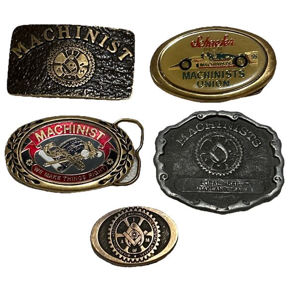 5 Mens Vintage Various Machinist Metal Western Belt Buckle - Picture 1 of 8